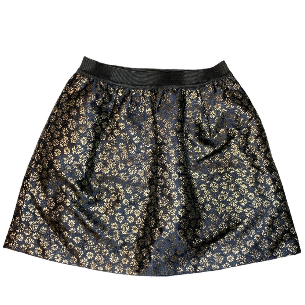 NEW Crewcuts Navy Blue Gold Floral Metallic Skirt Size 6-7